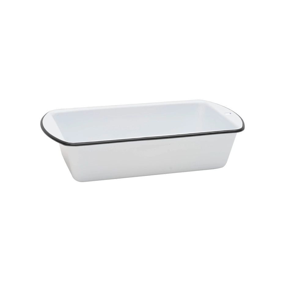 Vintage Enamelware Loaf Pan- Black and White